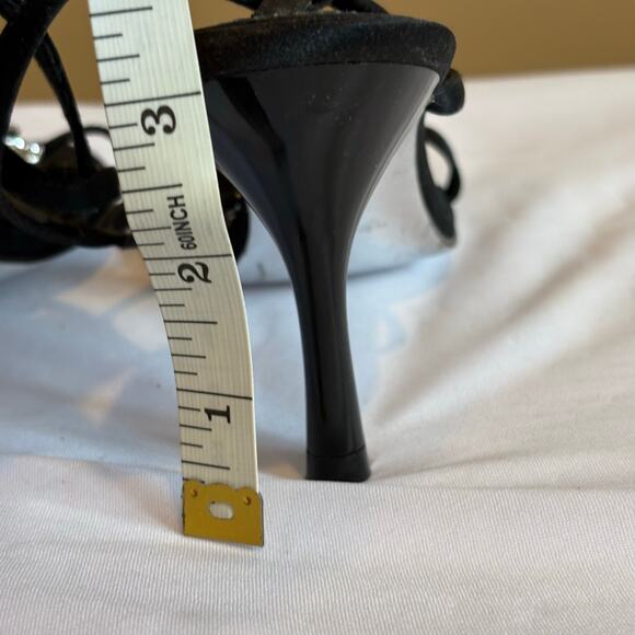 Nina New York Black Rhinestone Strappy Mid Height Heel Sandal Size 6.5M - Picture 3 of 6